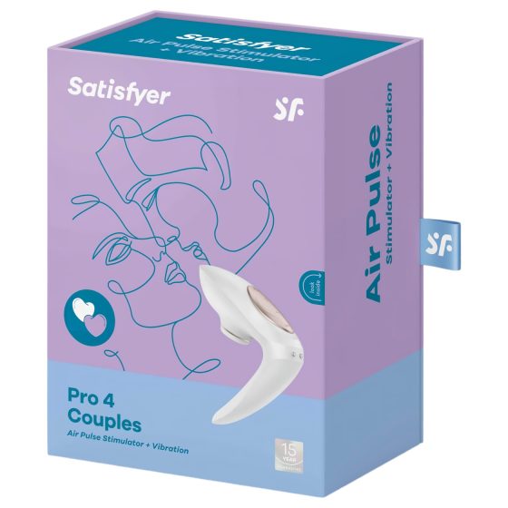 Satisfyer Pro 4 Couples - Rechargeable Air-Pulse Vibrator for Couples (White)