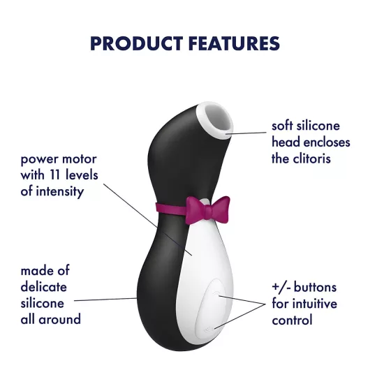 Satisfyer Penguin - rechargeable, waterproof clitoral vibrator (black and white)