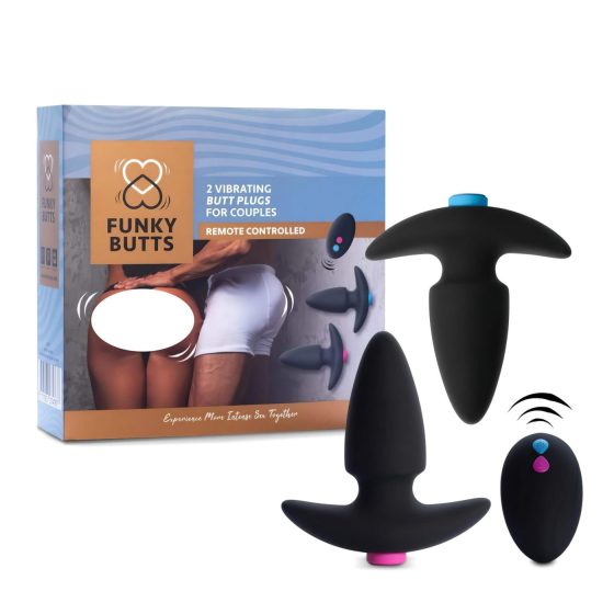 FEELZTOYS Funkybutts - Rechargeable Wireless Anal Vibrator Set (Black)