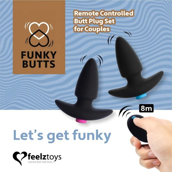 FEELZTOYS Funkybutts - Rechargeable Wireless Anal Vibrator Set (Black)