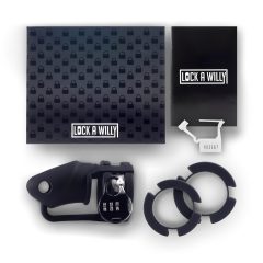 LOCK A WILLY - Silicone Chastity Cage with Lock (Black)