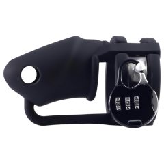 LOCK A WILLY - Silicone Chastity Cage with Lock (Black)
