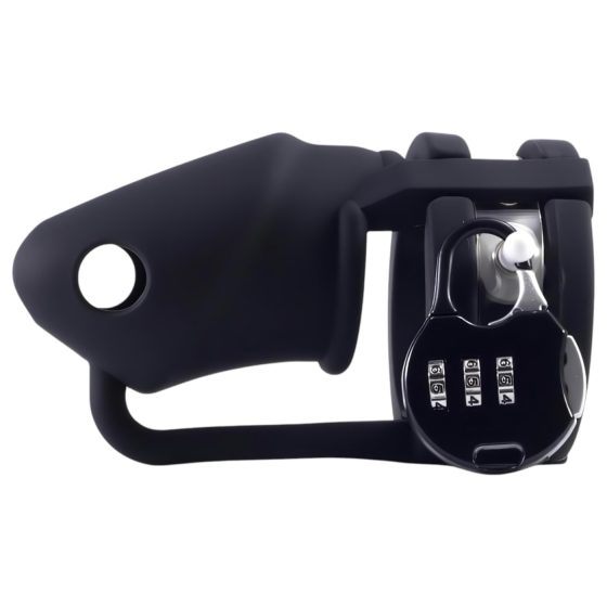 LOCK A WILLY - Silicone Chastity Cage with Lock (Black)