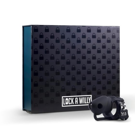 LOCK A WILLY - Silicone Chastity Cage with Lock (Black)