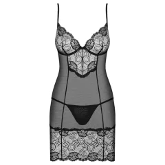 Obsessive Alluria - Lace Nightie & Thong Set (Black) - L/XL