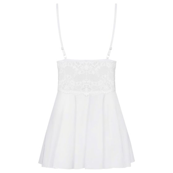 Obsessive 810-BAB-2 - Lace Babydoll & Thong Set (White)