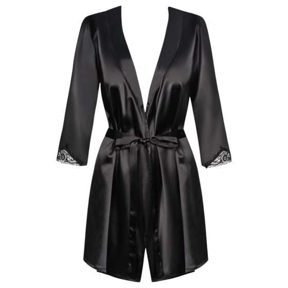 Obsessive Satinia Robe Set - Satin Elegance (Black)