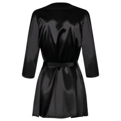 Obsessive Satinia Robe - short satin robe with thong (black)