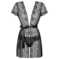 Obsessive Alluria - Lace Robe & Thong Set (Black)