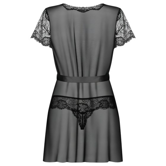 Obsessive Alluria - Lace Robe & Thong Set (Black)