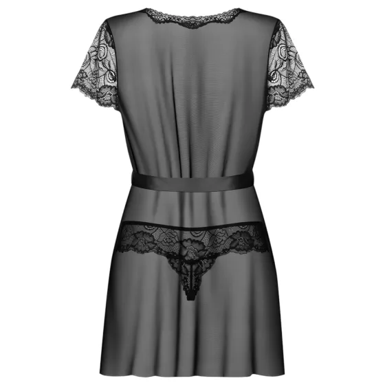 Obsessive Alluria - Lace Robe & Thong Set (Black)