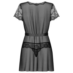 Obsessive Alluria - Lace Robe & Thong Set (Black) - L/XL