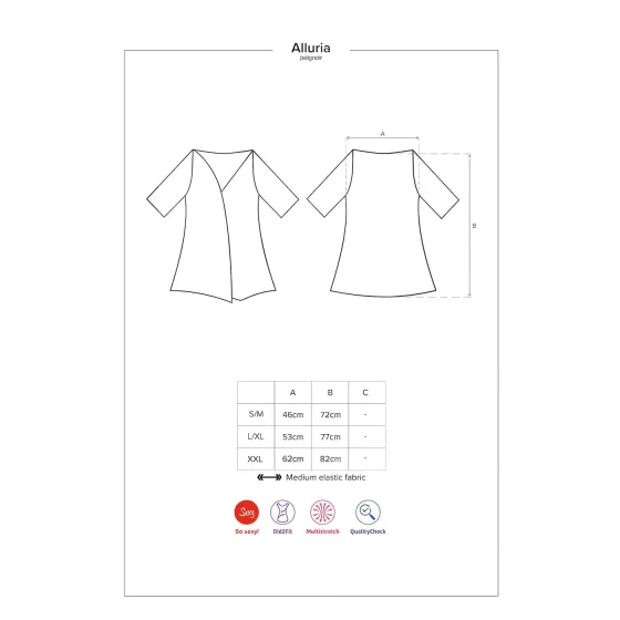 Obsessive Alluria - Lace Robe & Thong Set (Black) - L/XL