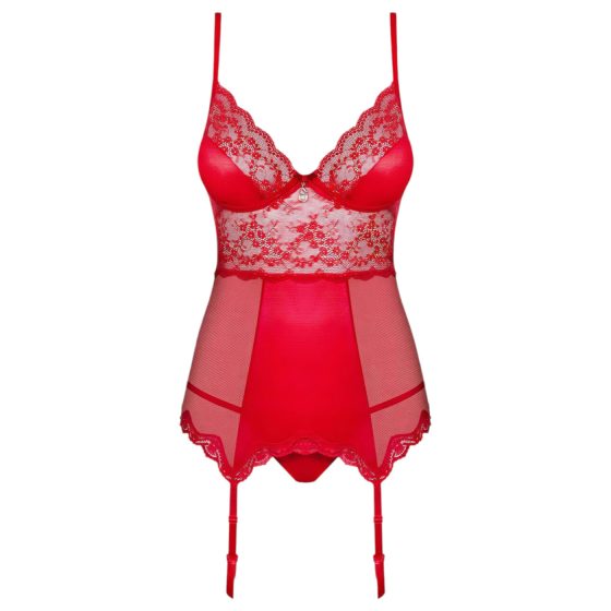 Obsessive Lovica - Lace Garter Top & Thong Set (Red)