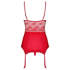 Obsessive Lovica - lace suspender top and thong (red) - L/XL