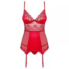 Obsessive Lovica - lace suspender top and thong (red) - L/XL