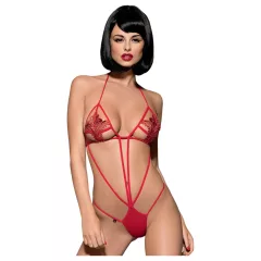   Obsessive Luiza - red strappy bodysuit with tulip motif (S/M)
