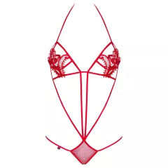   Obsessive Luiza - red strappy bodysuit with tulip motif (S/M)