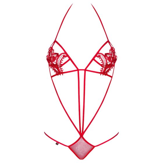 Obsessive Luiza - Tulip-Embellished Strappy Bodysuit - Red (S/M)