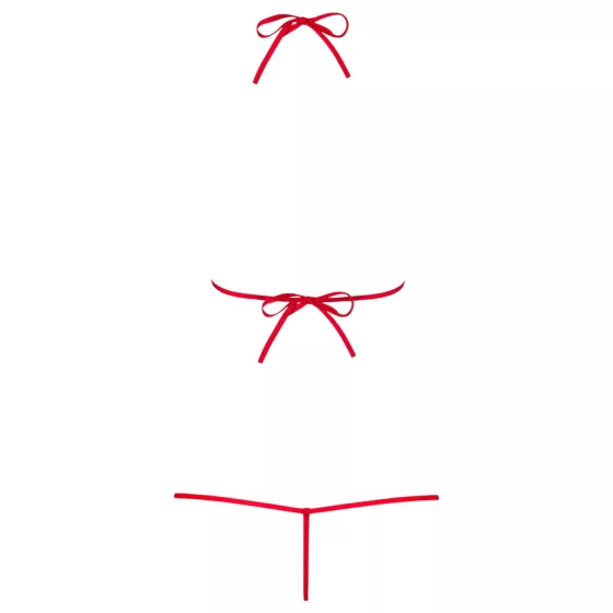 Obsessive Luiza - red strappy bodysuit with tulip motif (S/M)