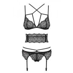   Obsessive Frivolla - racy lace lingerie set - 4 pieces (black)