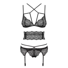 Obsessive Frivolla - Spicy Lace Lingerie Set (Black)