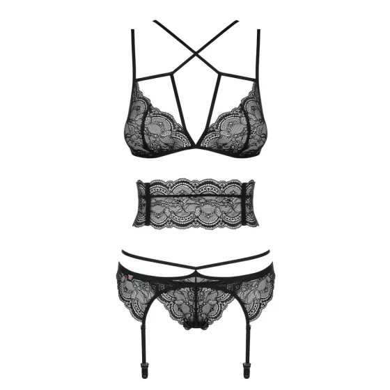 Obsessive Frivolla - Spicy Lace Lingerie Set (Black)