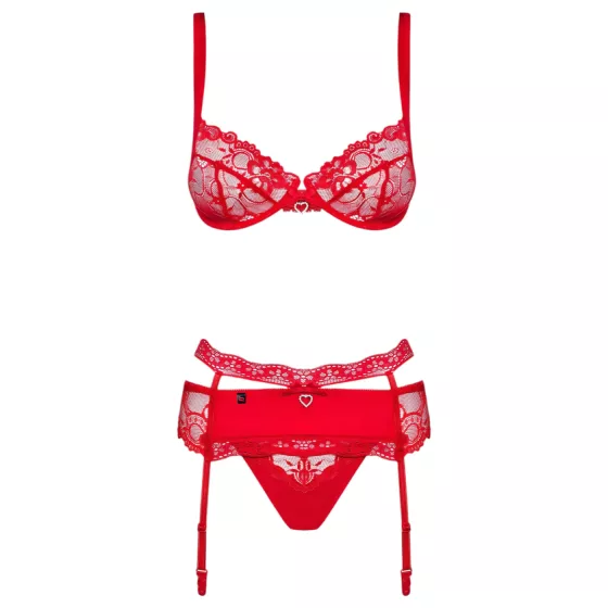 Obsessive Heartina - Red Lingerie Set - L/XL