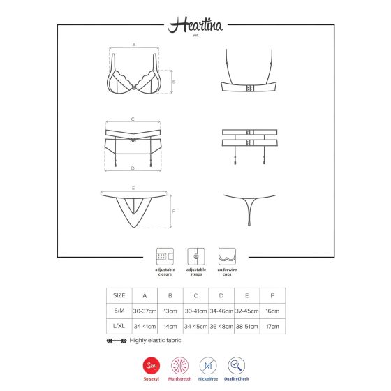 Obsessive Heartina - Red Lingerie Set - L/XL