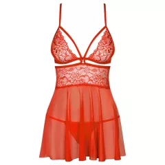Obsessive 838-BAB-3 - Spicy Lace Babydoll & Thong Set (Red)