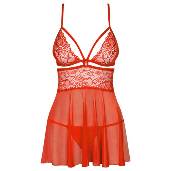 Obsessive 838-BAB-3 - Spicy Lace Babydoll & Thong Set (Red)