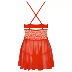 Obsessive 838-BAB-3 - Spicy Lace Babydoll & Thong Set (Red)