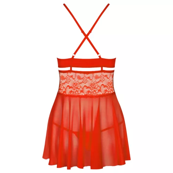 Obsessive 838-BAB-3 - Spicy Lace Babydoll & Thong Set (Red)