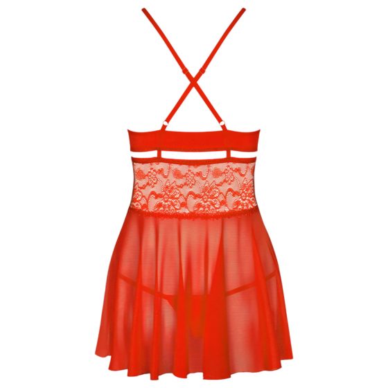 Obsessive 838-BAB-3 - Spicy Lace Babydoll & Thong Set (Red)