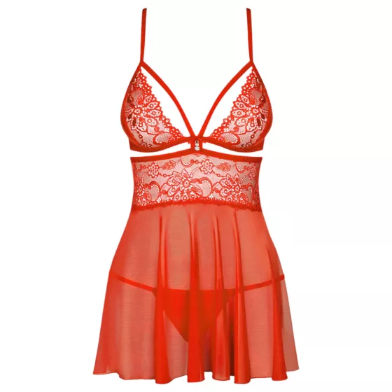 Obsessive 838-BAB-3 - Spicy Lace Babydoll & Thong Set (Red) - XXL