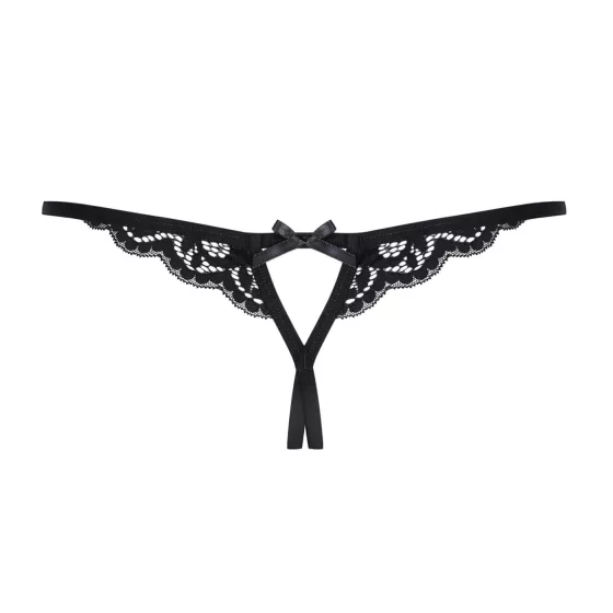 Obsessive 831-THC-1 - Black Lace Thong with Bow Detailing