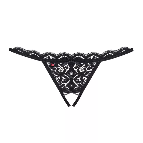 Obsessive 831-THC-1 - Black Lace Thong with Bow Detailing - L/XL
