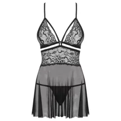 Obsessive 838-BAB-1 - Sheer Lace Babydoll Set (Black)
