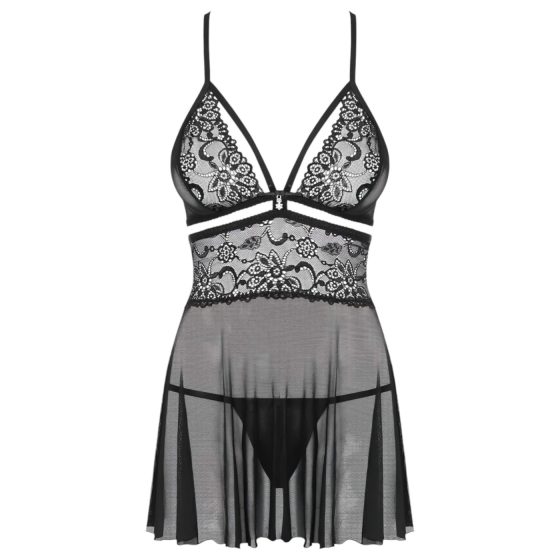 Obsessive 838-BAB-1 - Sheer Lace Babydoll Set (Black)