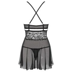 Obsessive 838-BAB-1 - Sheer Lace Babydoll Set (Black)