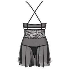 Obsessive 838-BAB-1 - Sheer Lace Babydoll Set (Black)