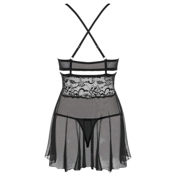 Obsessive 838-BAB-1 - Sheer Lace Babydoll Set (Black)