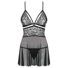 Obsessive 838-BAB-1 - Sheer Lace Babydoll Set (Black) - L/XL