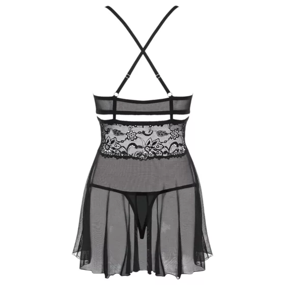 Obsessive 838-BAB-1 - Sheer Lace Babydoll Set (Black) - L/XL