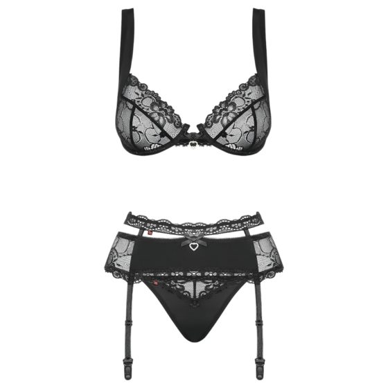 Obsessive Heartina - Black Lingerie Set