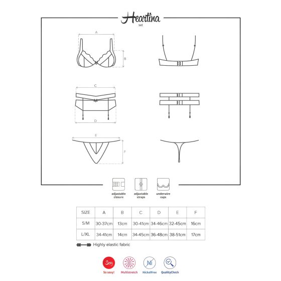 Obsessive Heartina - Black Lingerie Set