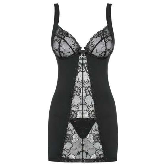 Obsessive Heartina - Black Nightdress & Thong Set