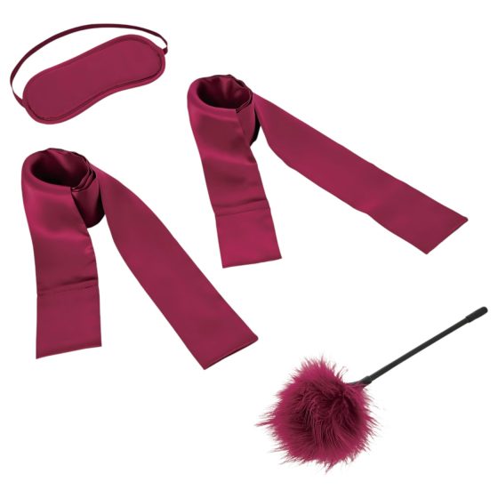 S&M - Beginner's Satin Bondage Set (Red) - 4 Pieces