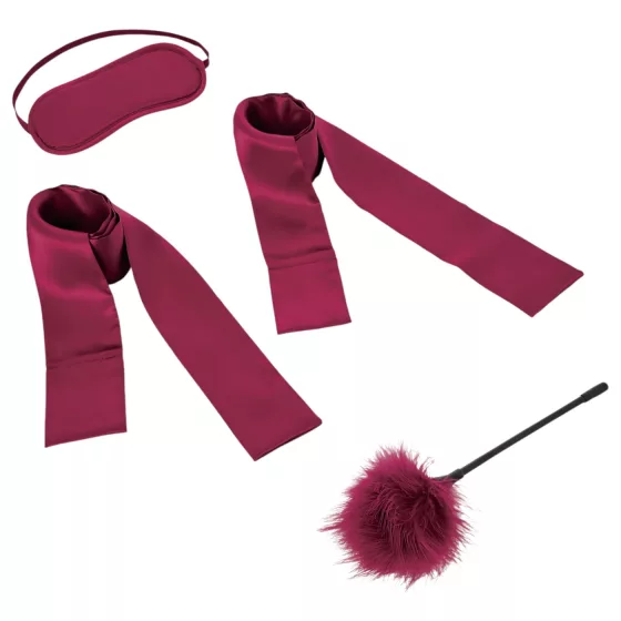 S&M - Beginner's Satin Bondage Set (Red) - 4 Pieces