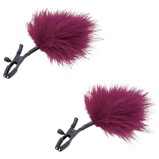 S&M - Feathered Nipple Clips (Red)